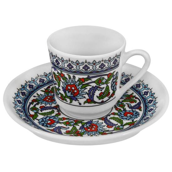 Porselen Türk Kahvesi Fincan Takımı Desenli 6'lı resimleri