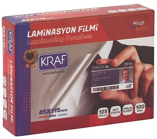 Kraf Laminasyon Filmi Parlak 85X115 mm 125 mic. 100'lü resimleri