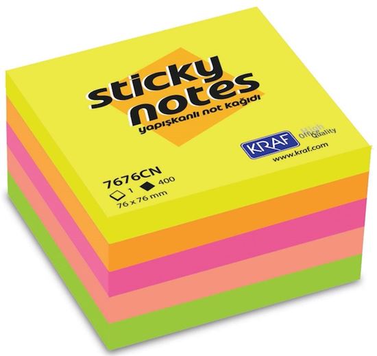 Kraf Yapışkanlı Küp Not Kağıdı 76X76 Neon resimleri