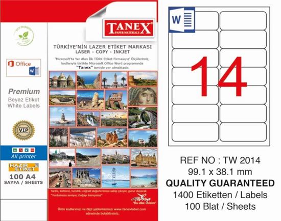 Tanex TW-2014 Laser Yazıcı Etiketi 99,1X38,1 mm resimleri