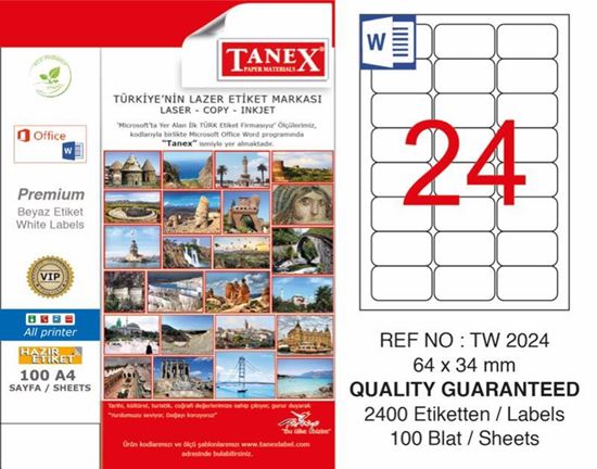 Tanex TW-2024 Laser Yazıcı Etiketi 64X34 mm resimleri