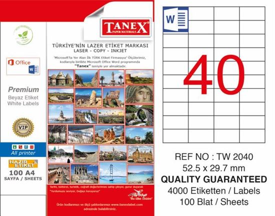 Tanex TW-2040 Laser Yazıcı Etiketi 52,5X29,7 mm resimleri