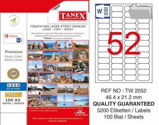Tanex TW-2052 Laser Yazıcı Etiketi 46,4X21,2 mm resimleri