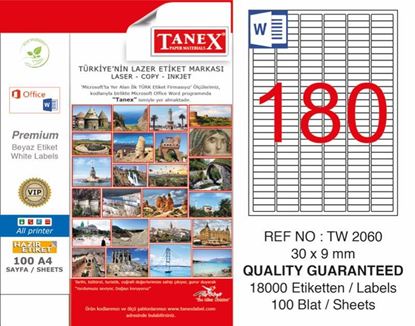 Tanex TW-2060 Laser Yazıcı Etiketi 30X9 mm Resmi