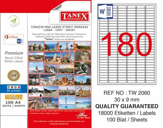 Tanex TW-2060 Laser Yazıcı Etiketi 30X9 mm resimleri