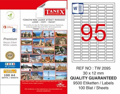 Tanex TW-2095 Laser Yazıcı Etiketi 30X12 mm Resmi