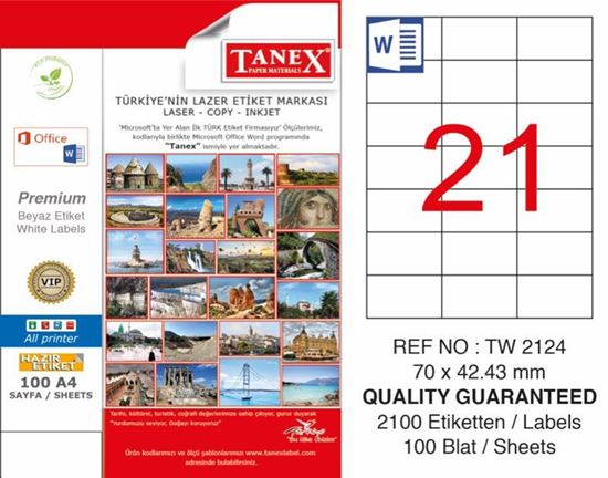 Tanex TW-2124 Laser Yazıcı Etiketi 70X42,43 mm resimleri