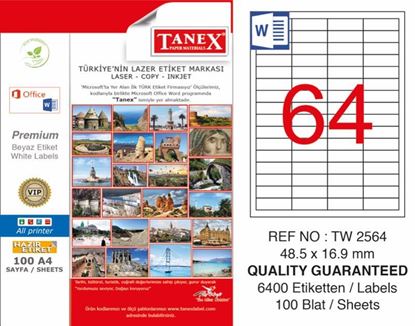 Tanex TW-2564 Laser Yazıcı Etiketi 48,5X16,9 mm Resmi